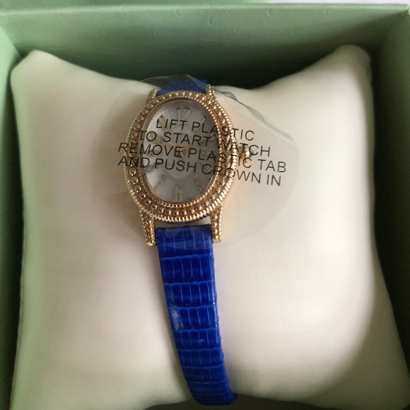 Judith Ripka 14 Gold & Cobalt Blue Lizard Watch - Picture 2 of 8